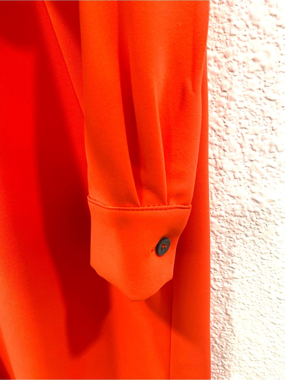 Lola & Sophie New York Orange Red Shirt Dress M Long Sleeve V Neck Shift Chic - Picture 4 of 8